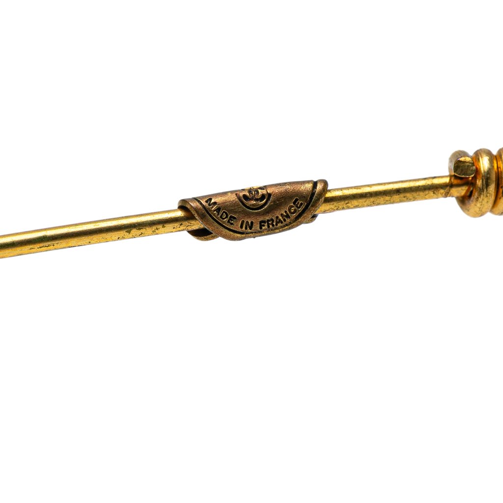 Chanel Gold Plated CC Safety Pin Brooch - 4