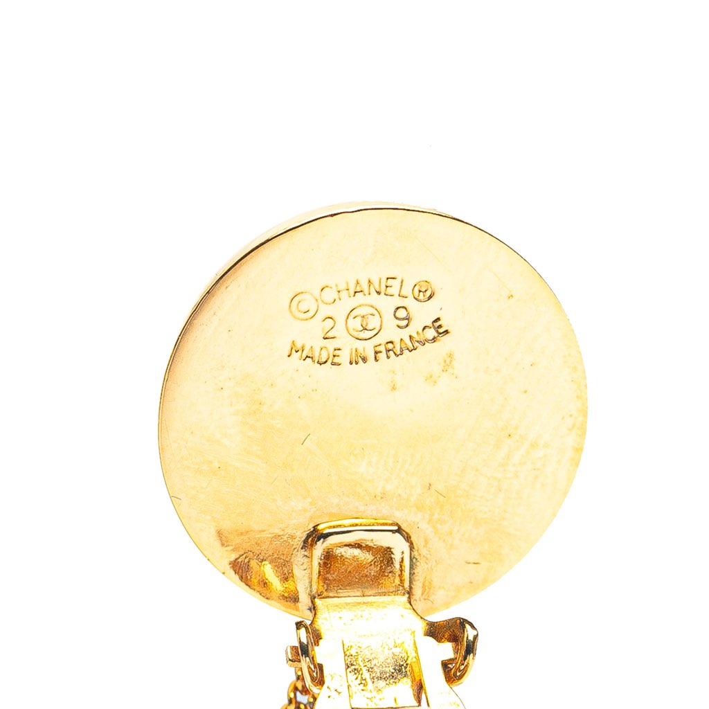 Chanel Gold Plated Flap Bag Drop Clip On Earrings - Image 6