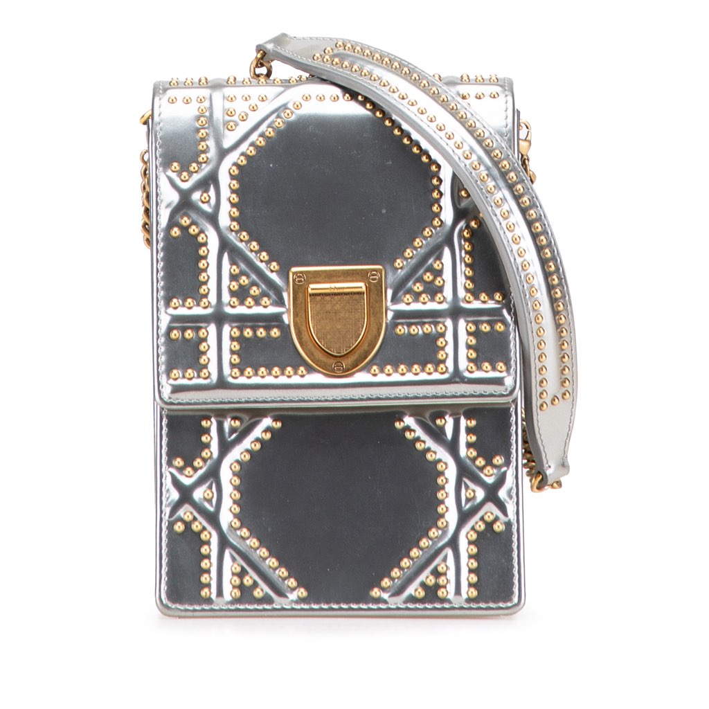 Dior Metallic Studded Calfskin Vertical Diorama