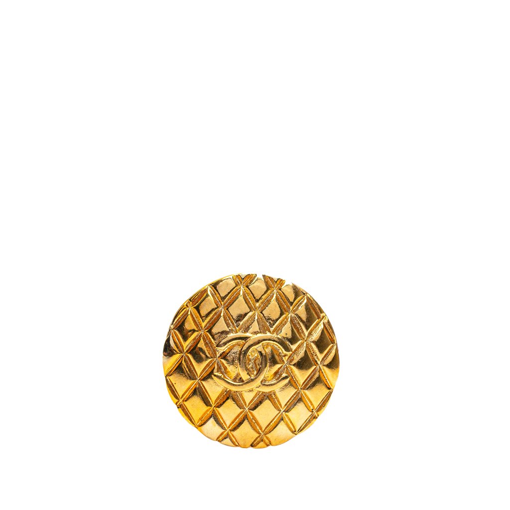 Chanel Gold Plated CC Quilted Brooch