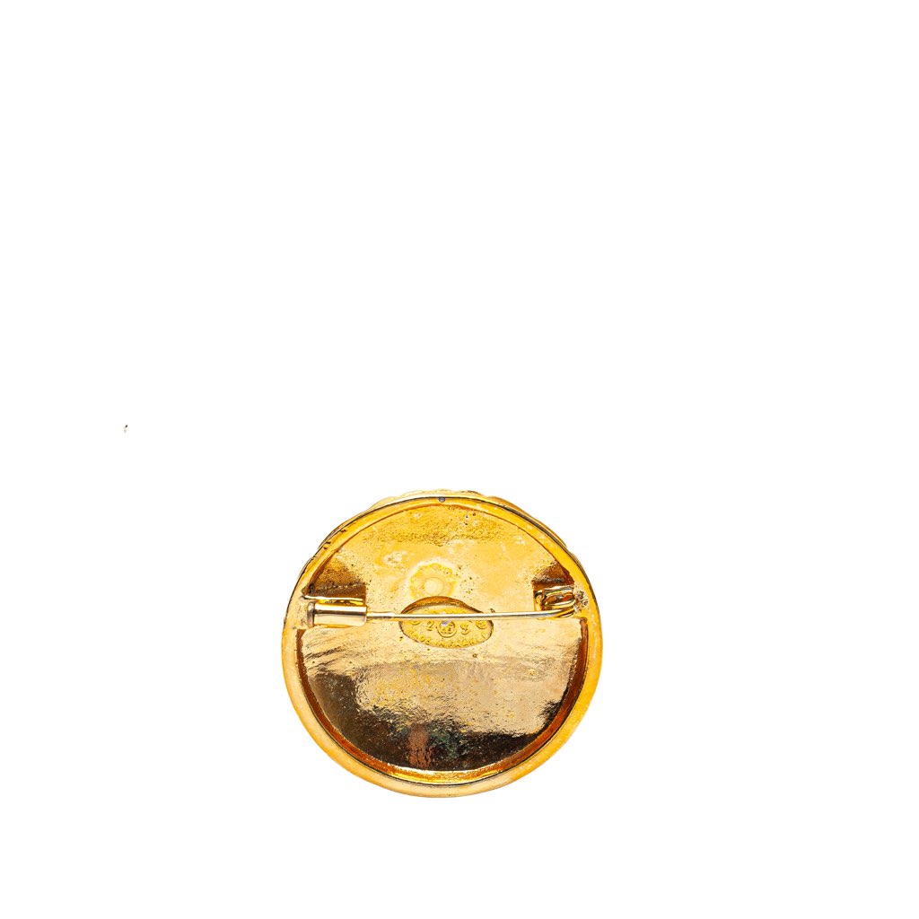 Chanel Gold Plated CC Quilted Brooch - Back view