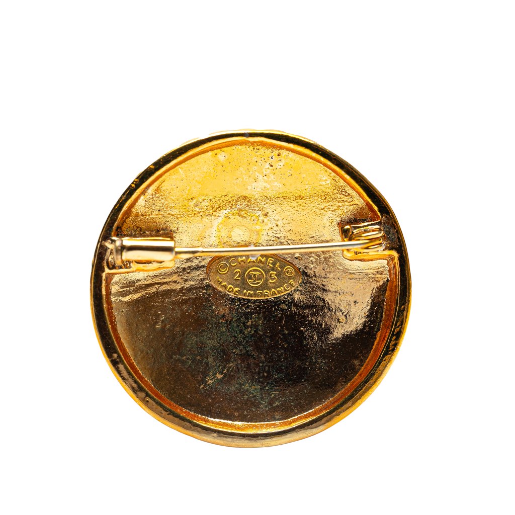 Chanel Gold Plated CC Quilted Brooch - Image 6