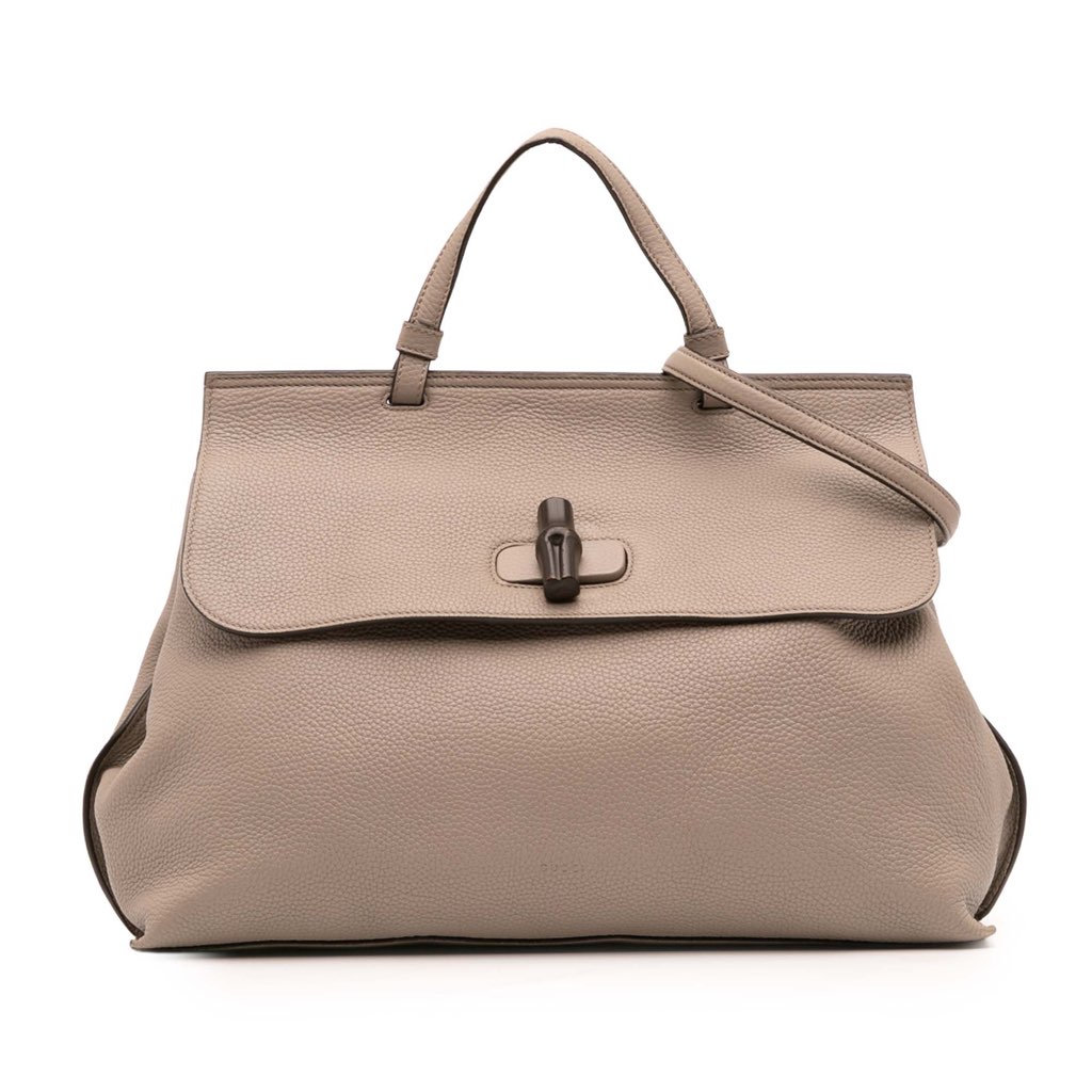 Gucci Large Leather Bamboo Daily Satchel