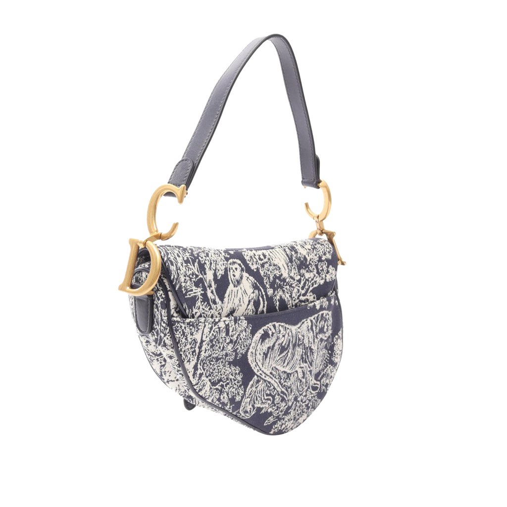 Dior Canvas Embroidered Reverse Toile De Jouy Saddle Bag - 2