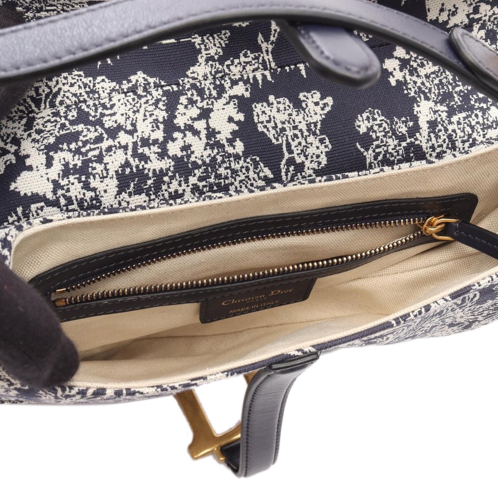 Dior Canvas Embroidered Reverse Toile De Jouy Saddle Bag - 3