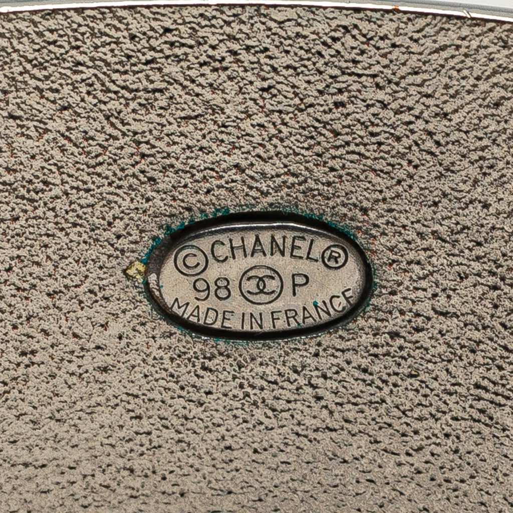 Chanel Silver Plated Enamel Rhinestone Clover Cuff Bracelet - 4