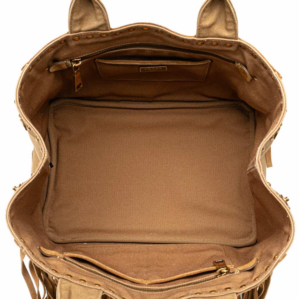 Prada Canvas Canapa Fringe Satchel - 4