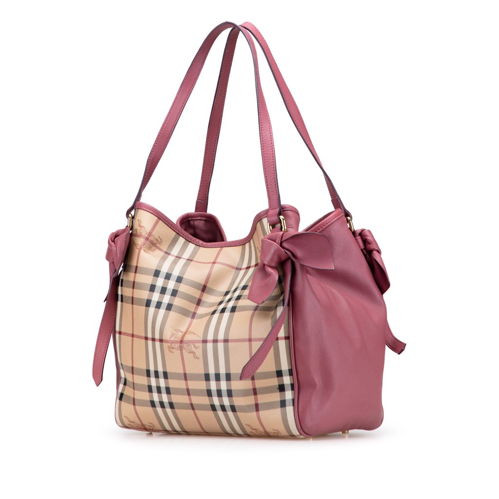 Burberry Small Leather Trimmed Haymarket Check Coated Canvas Canterbury Bow Tote - 2