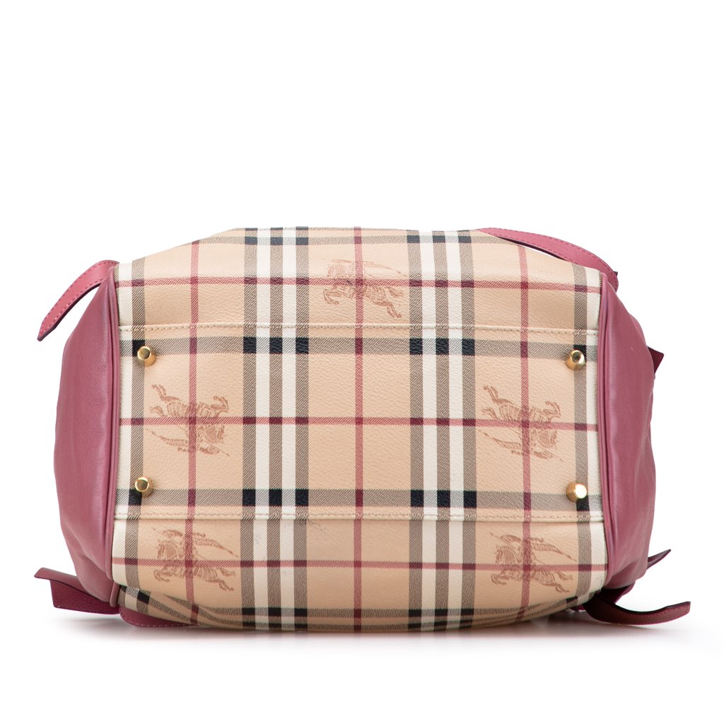 Burberry Small Leather Trimmed Haymarket Check Coated Canvas Canterbury Bow Tote - 3