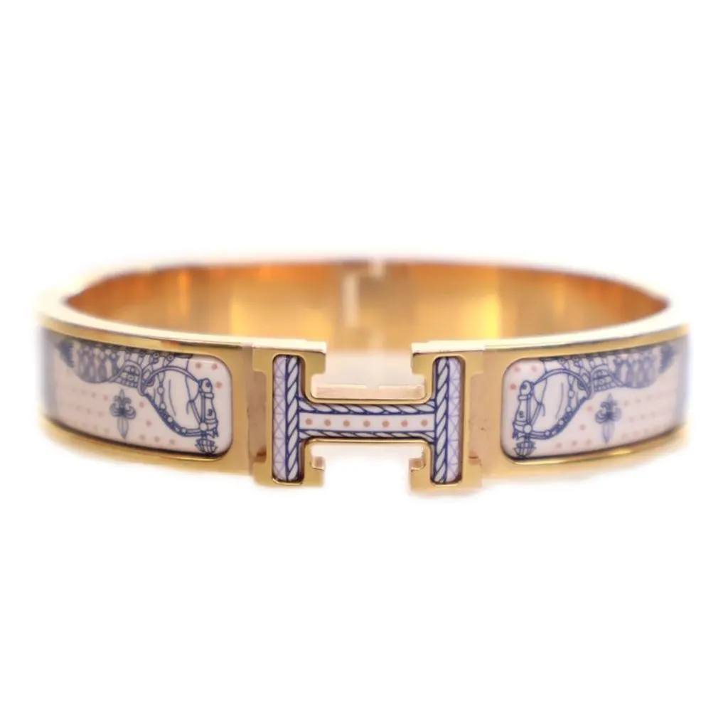 Hermès Enamel Grand Apparat Remix Clic H Bracelet PM White Good - Front View