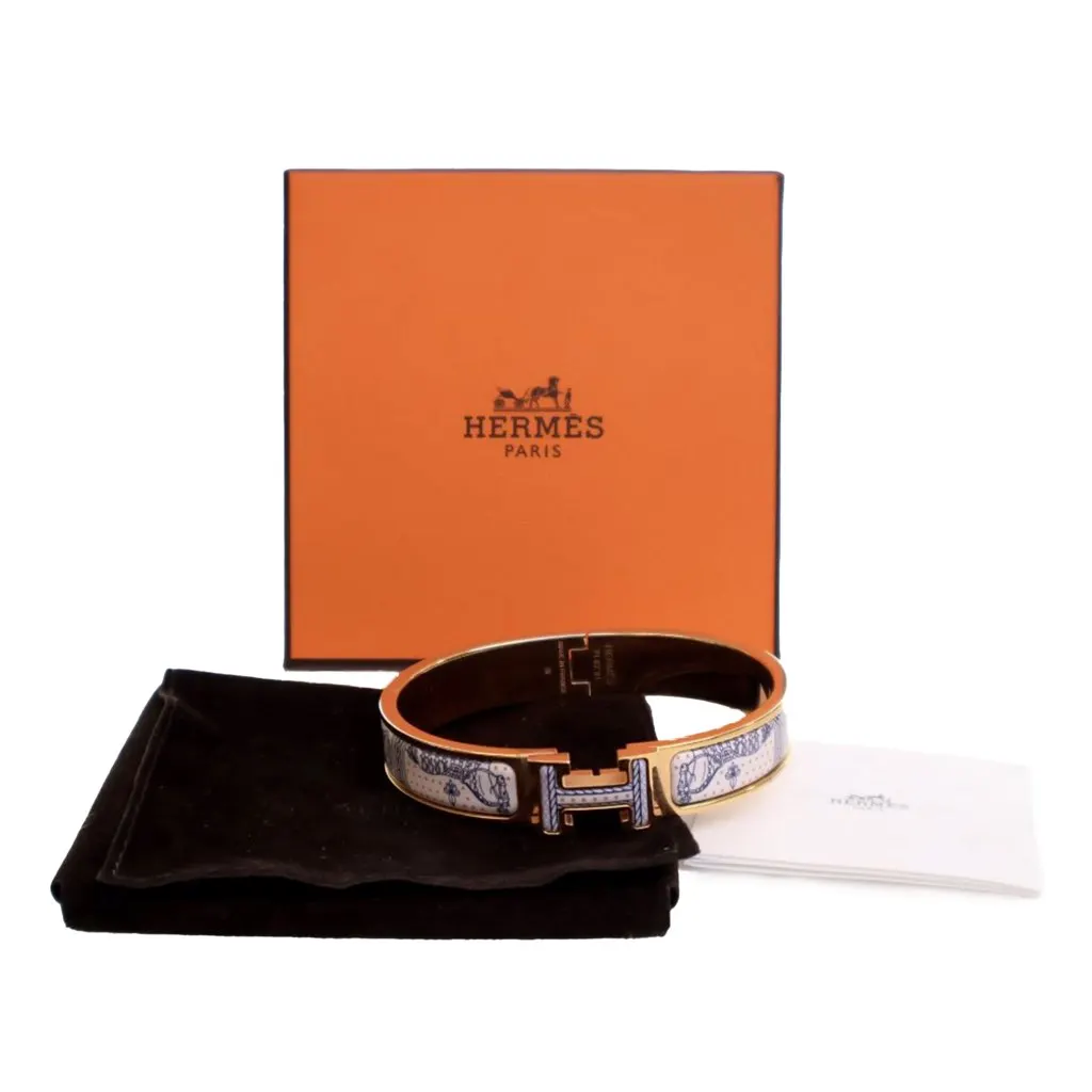 Hermès Enamel Grand Apparat Remix Clic H Bracelet PM White Good - Box View