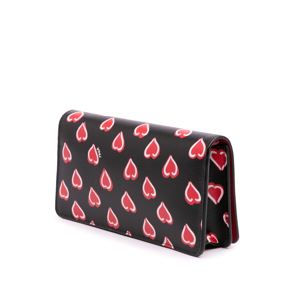 Prada Saffiano Heart Print Wallet on Chain - 2