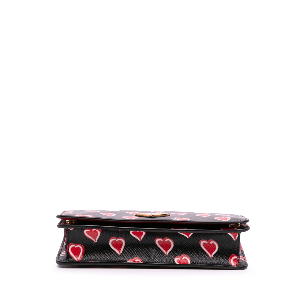 Prada Saffiano Heart Print Wallet on Chain - 3
