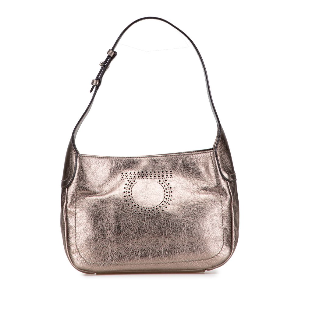Salvatore Ferragamo Perforated Leather Gancini Shoulder Bag