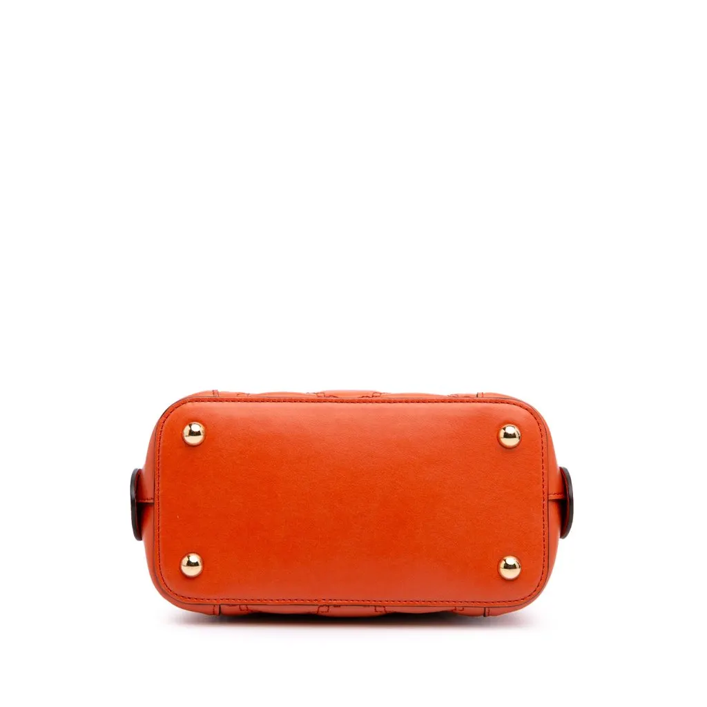 Gucci Mini GG Matelasse Calfskin Top Handle Bag Orange Leather Good - Inside View