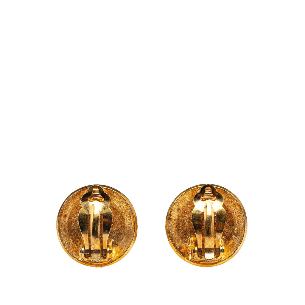 Chanel Gold Plated CC Button Clip on Earrings - Back view