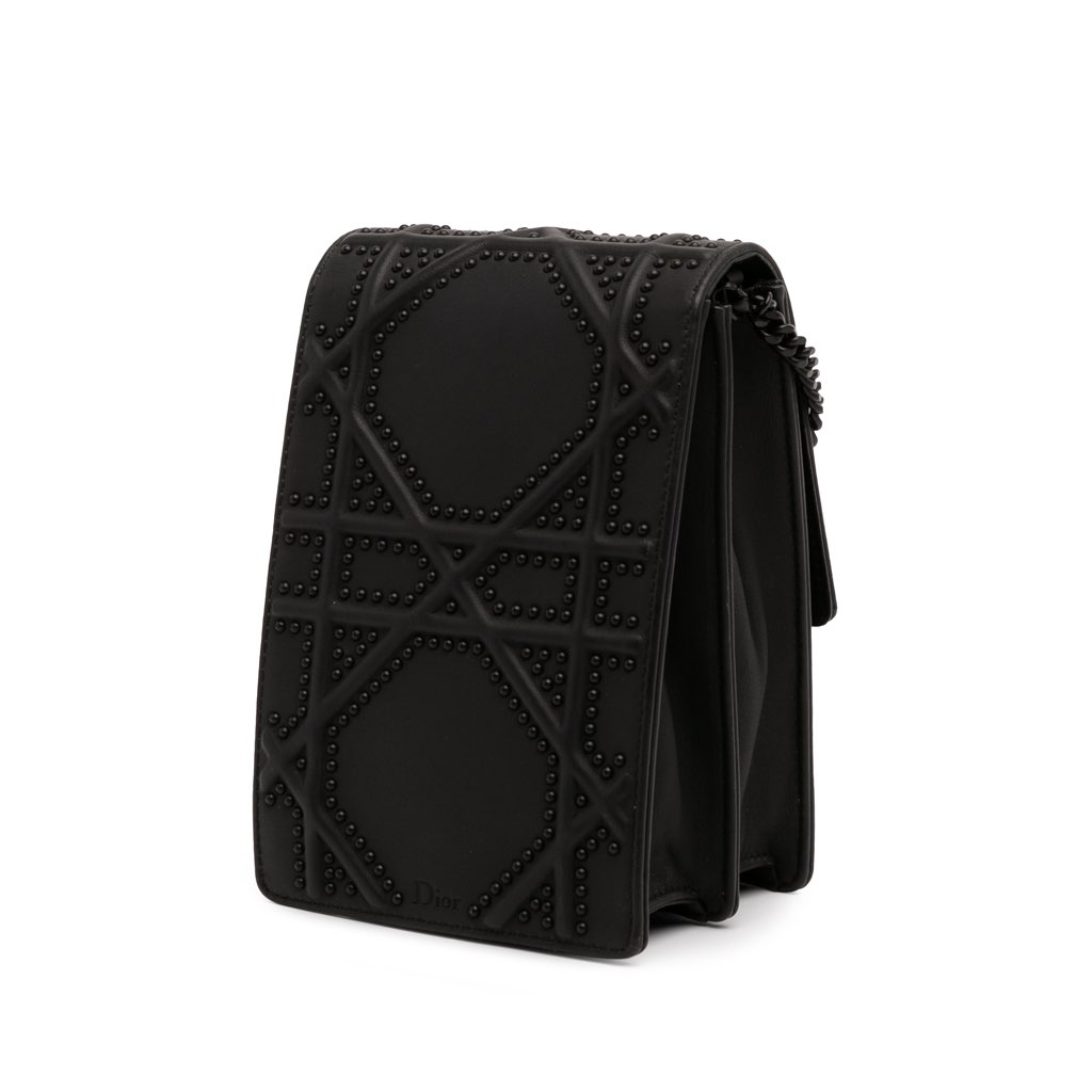 Dior Ultra Matte Calfskin Studded Vertical Diorama - 2