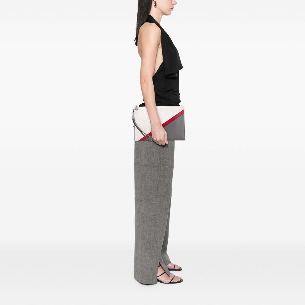 Fendi Zucca Coated Canvas FF 1974 Diagonal Vitello Liberty Clutch - Image 12