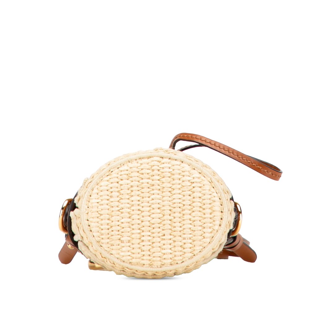 Fendi Nano Zucca Straw and Canvas Step Out Bag - Image 6