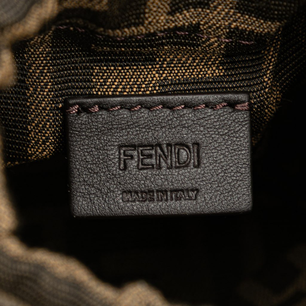 Fendi Nano Zucca Straw and Canvas Step Out Bag - Side view