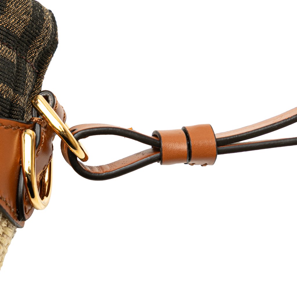 Fendi Nano Zucca Straw and Canvas Step Out Bag - Image 10