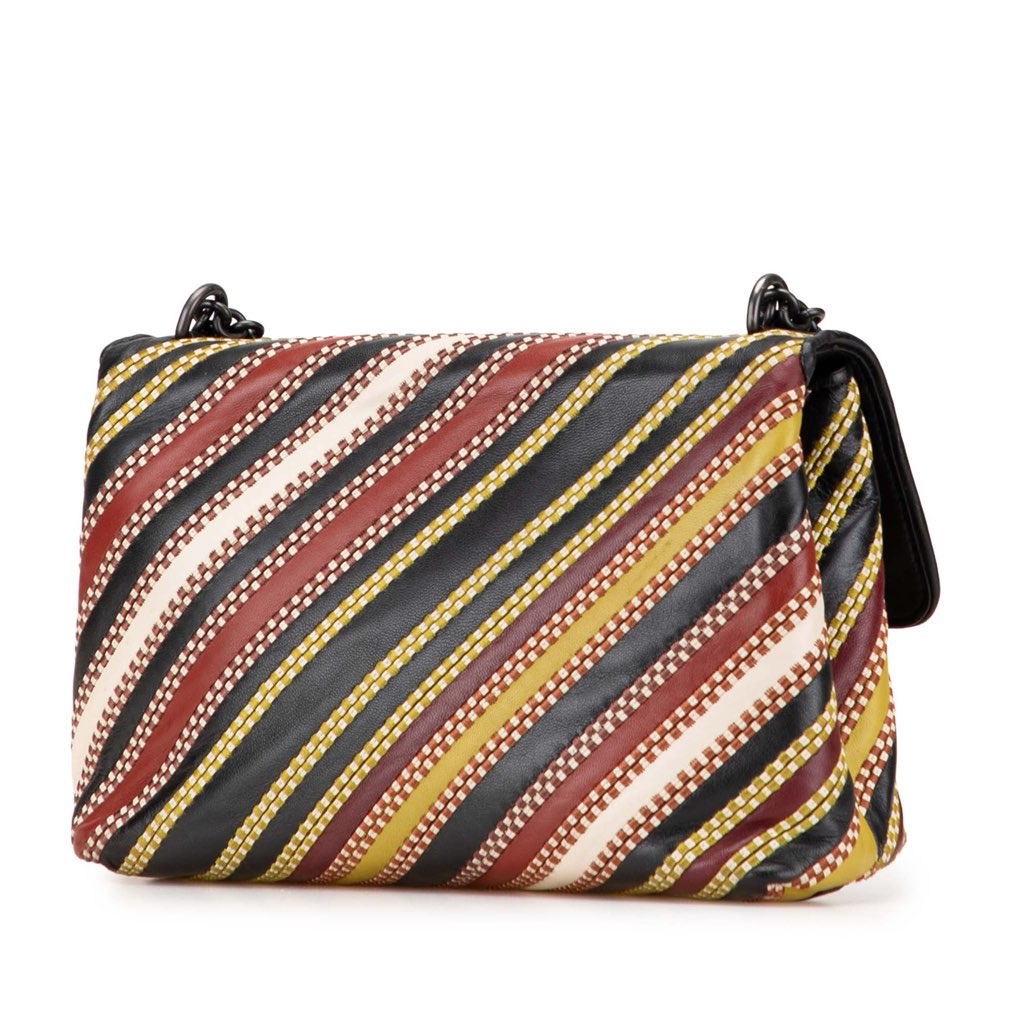 Bottega Veneta Small Leather Embroidered Stripe Olimpia Shoulder Bag - Back view