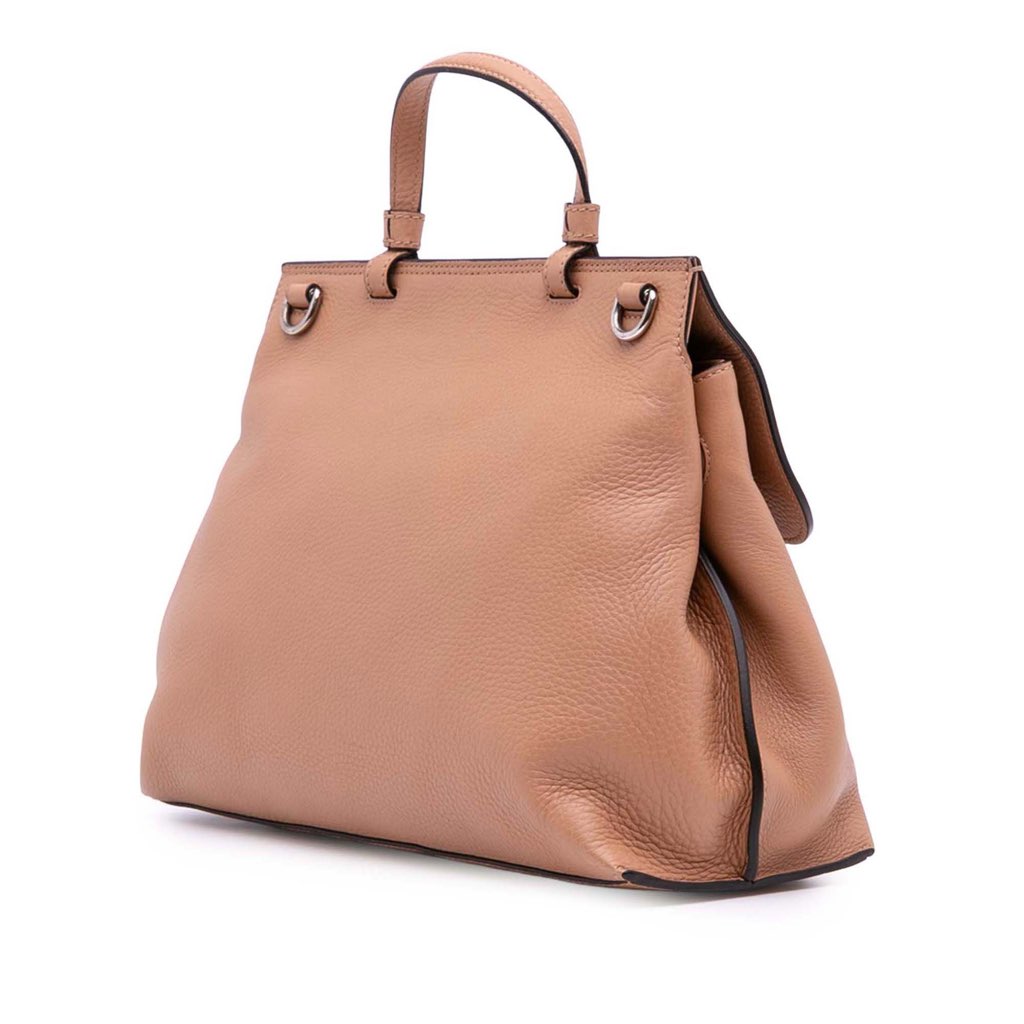 Gucci Medium Leather Bamboo Daily Satchel - Back view