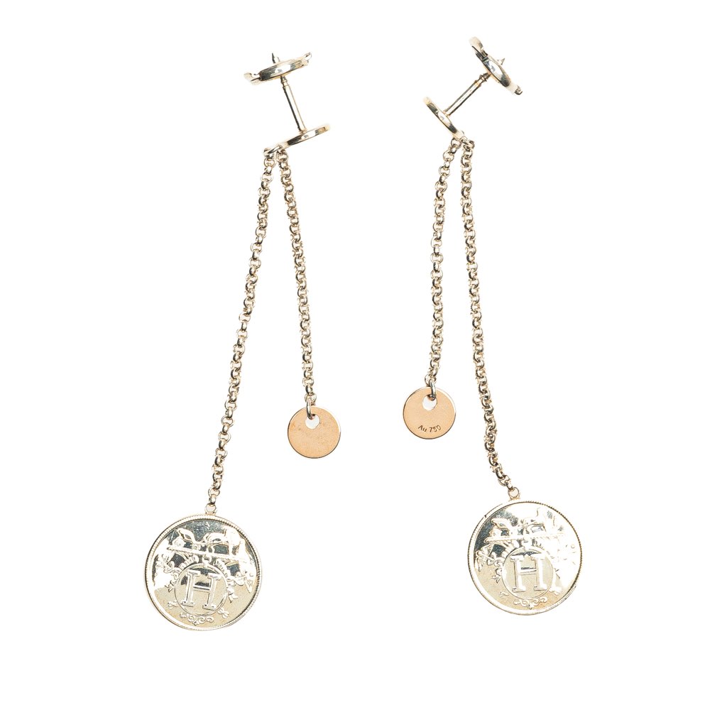 Hermès Sterling Silver and 18K Rose Gold Ex Libris Swing Earrings