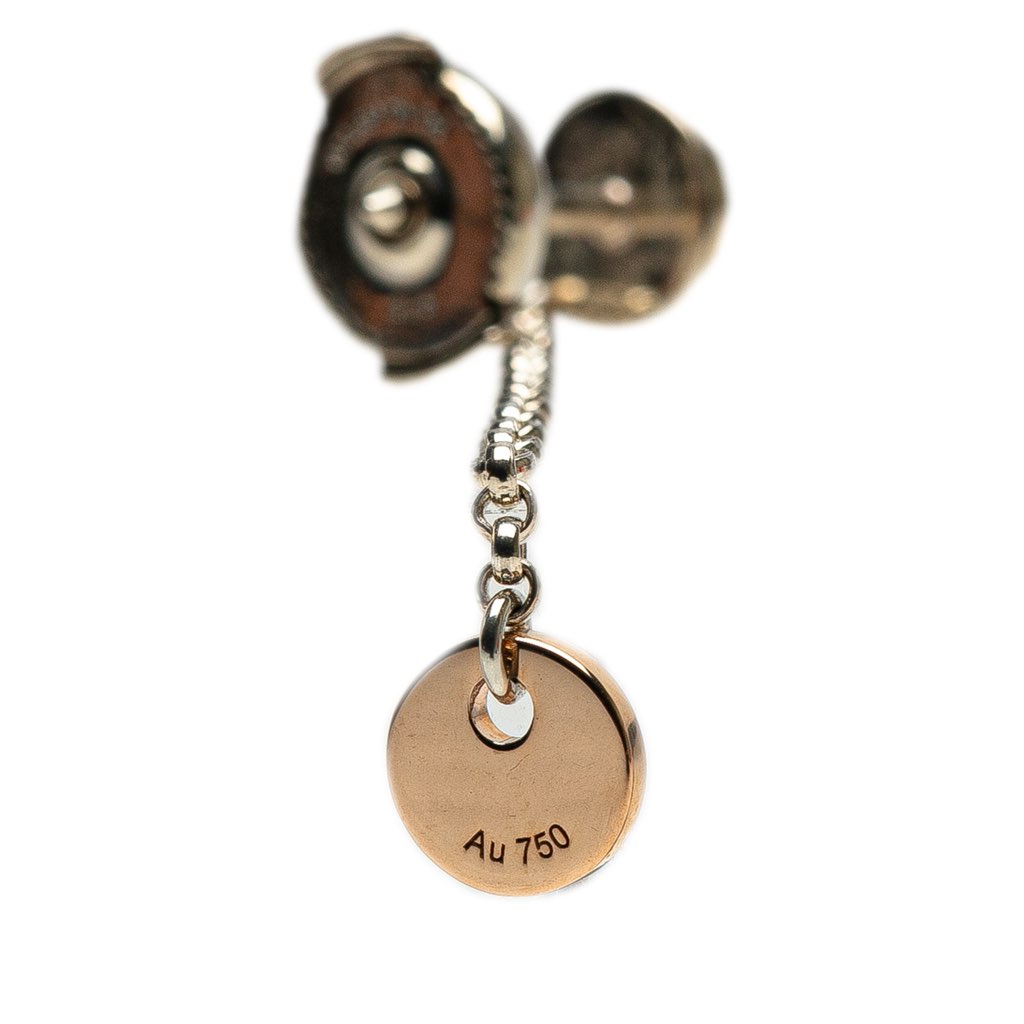 Hermès Sterling Silver and 18K Rose Gold Ex Libris Swing Earrings - Side view