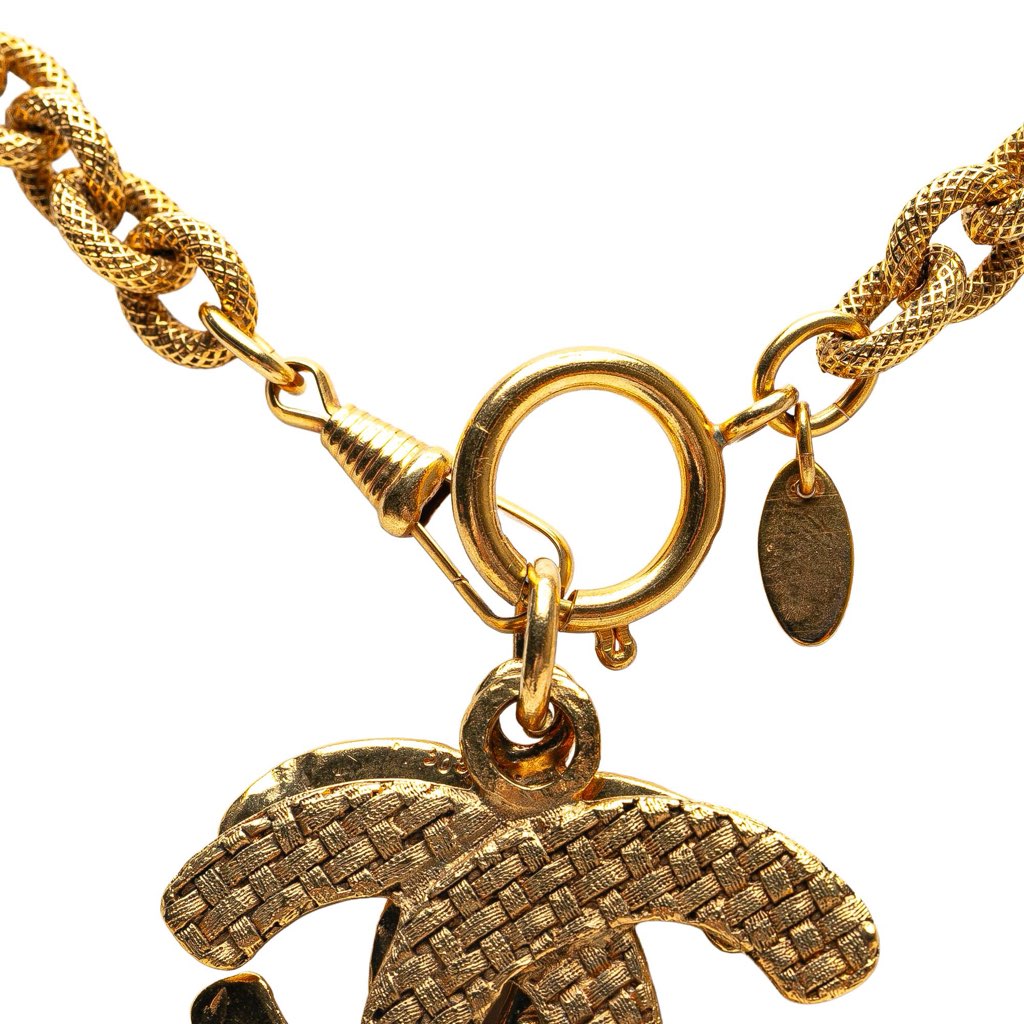 Chanel Gold Plated Double CC Pendant Necklace - Back view