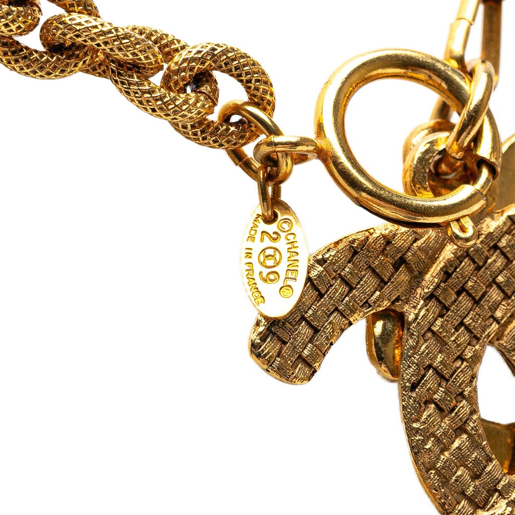 Chanel Gold Plated Double CC Pendant Necklace - Image 6