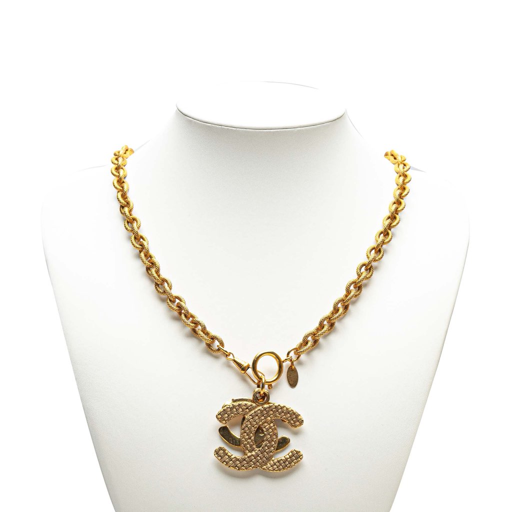 Chanel Gold Plated Double CC Pendant Necklace - 4