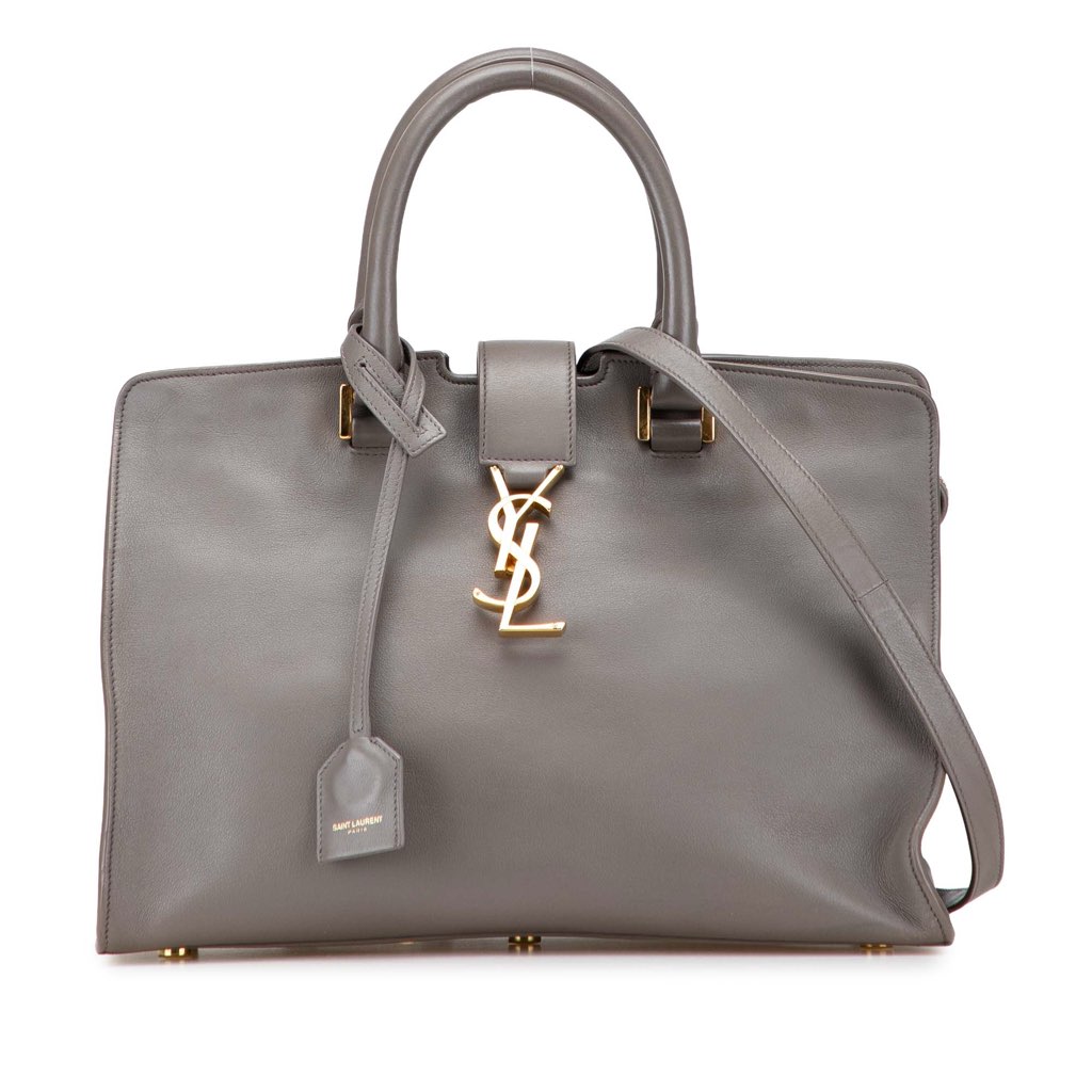 Saint Laurent Small Leather Monogram Cabas Satchel