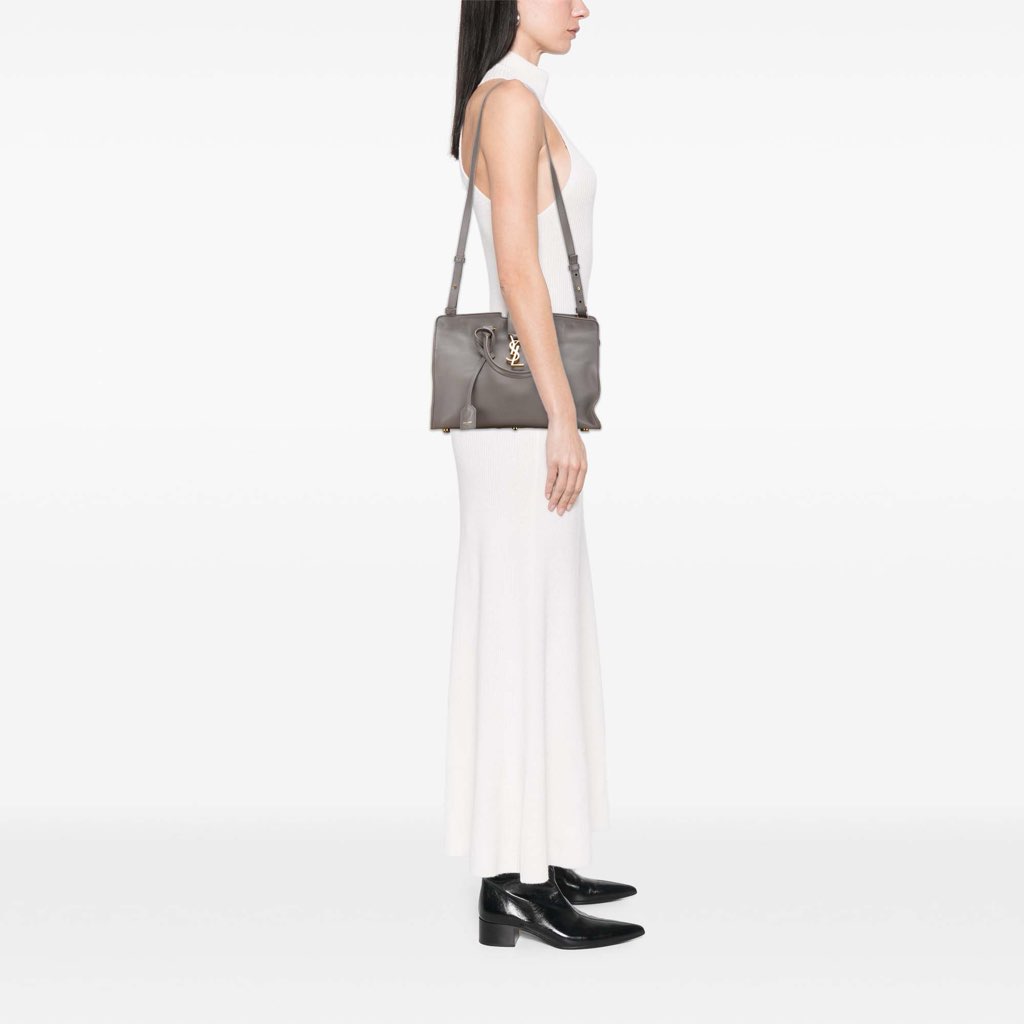 Saint Laurent Small Leather Monogram Cabas Satchel - Image 12