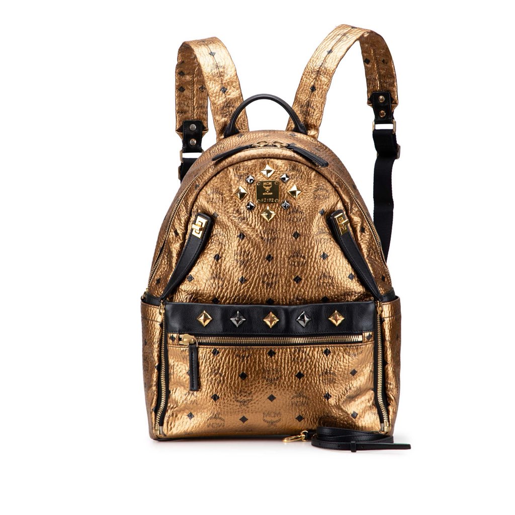 Mcm Small Visetos Metallic Coated Canvas Studded Stark Backpack - Image 13