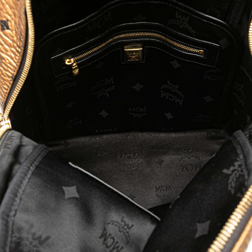 Mcm Small Visetos Metallic Coated Canvas Studded Stark Backpack - 4