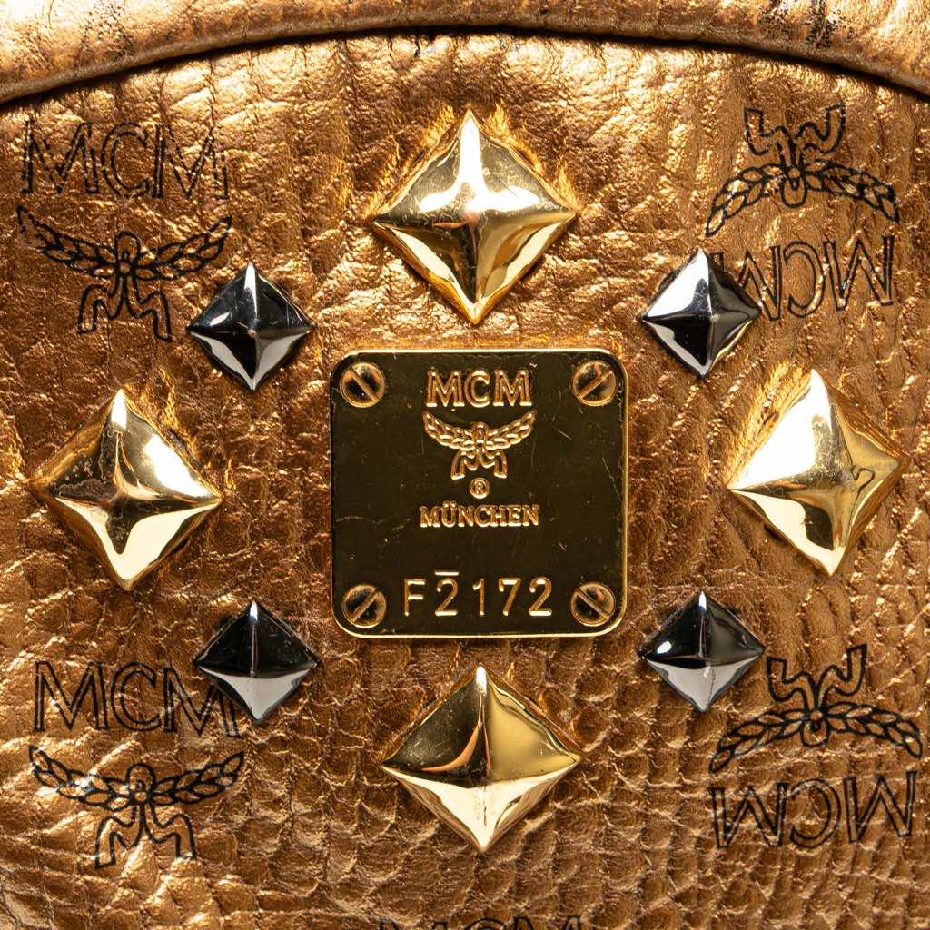 Mcm Small Visetos Metallic Coated Canvas Studded Stark Backpack - Detail 1