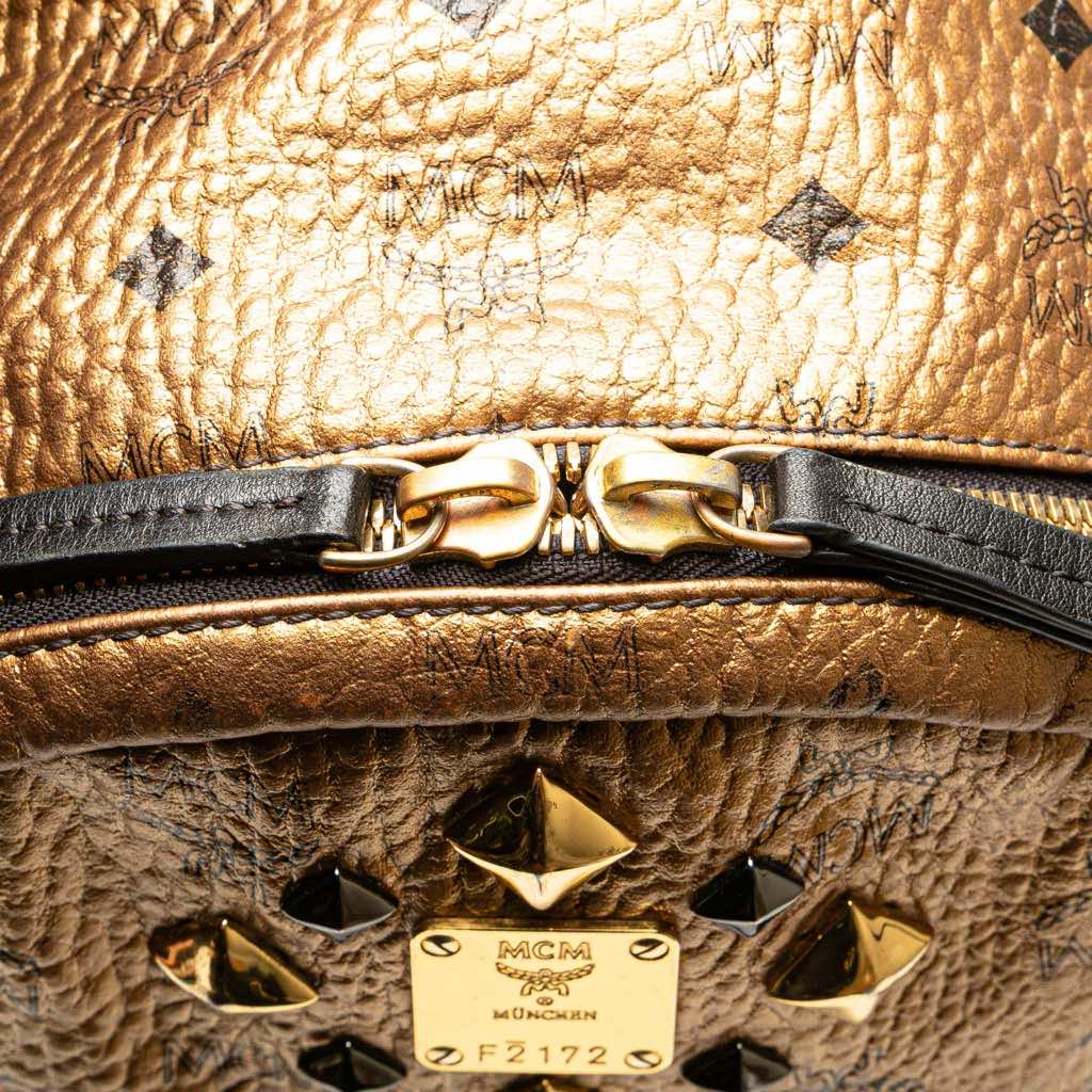 Mcm Small Visetos Metallic Coated Canvas Studded Stark Backpack - Detail 2