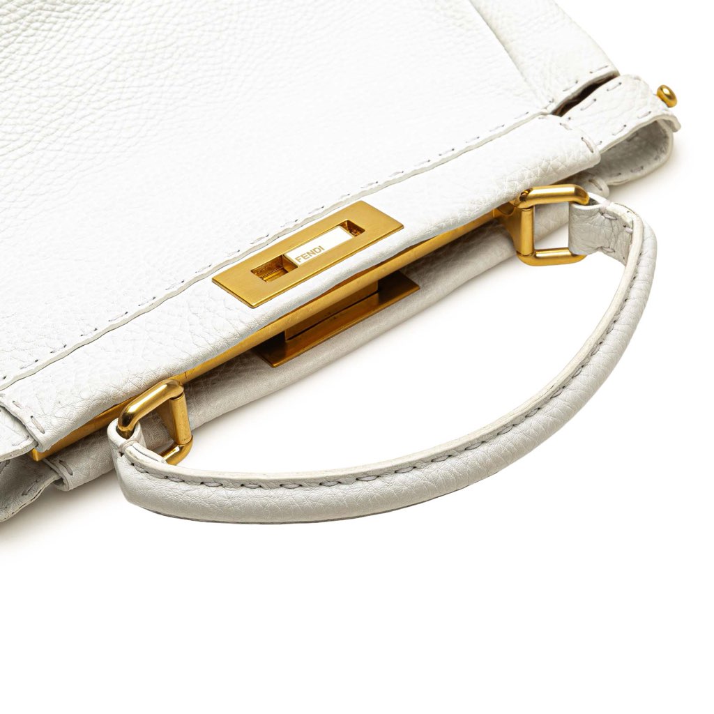 Fendi Medium Pebbled Leather Peekaboo Satchel - Image 10