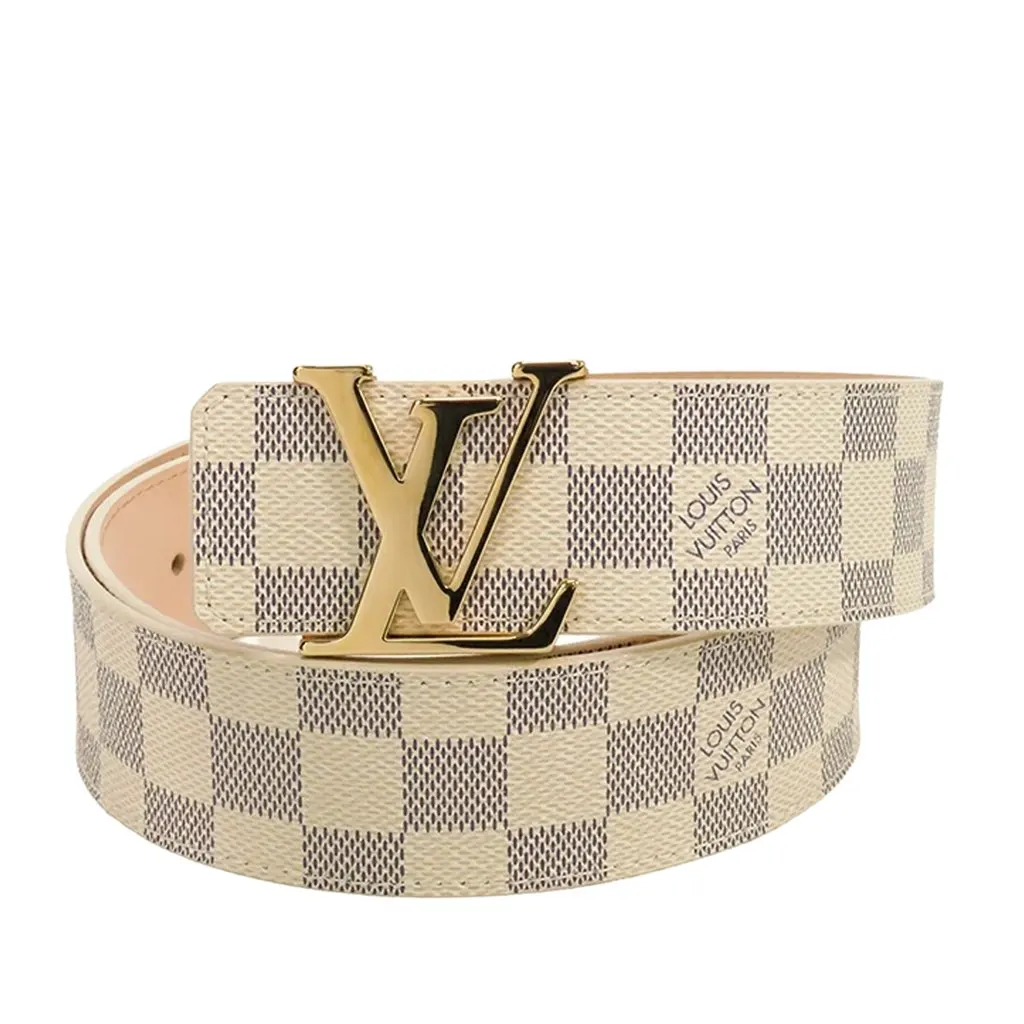 Louis Vuitton Damier Azur Initiales Belt White Canvas Good - Front View
