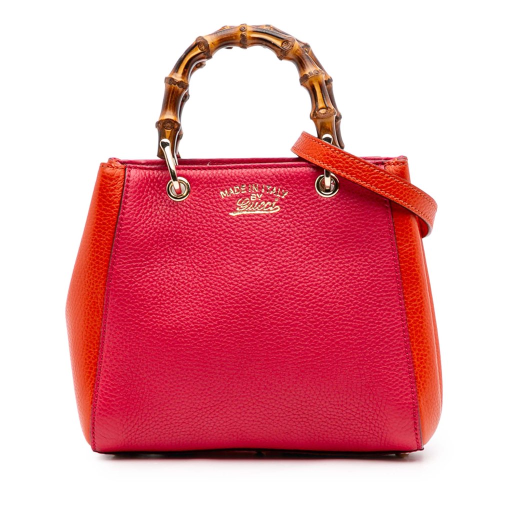 Gucci Mini Bicolor Calfskin Bamboo Shopper Satchel