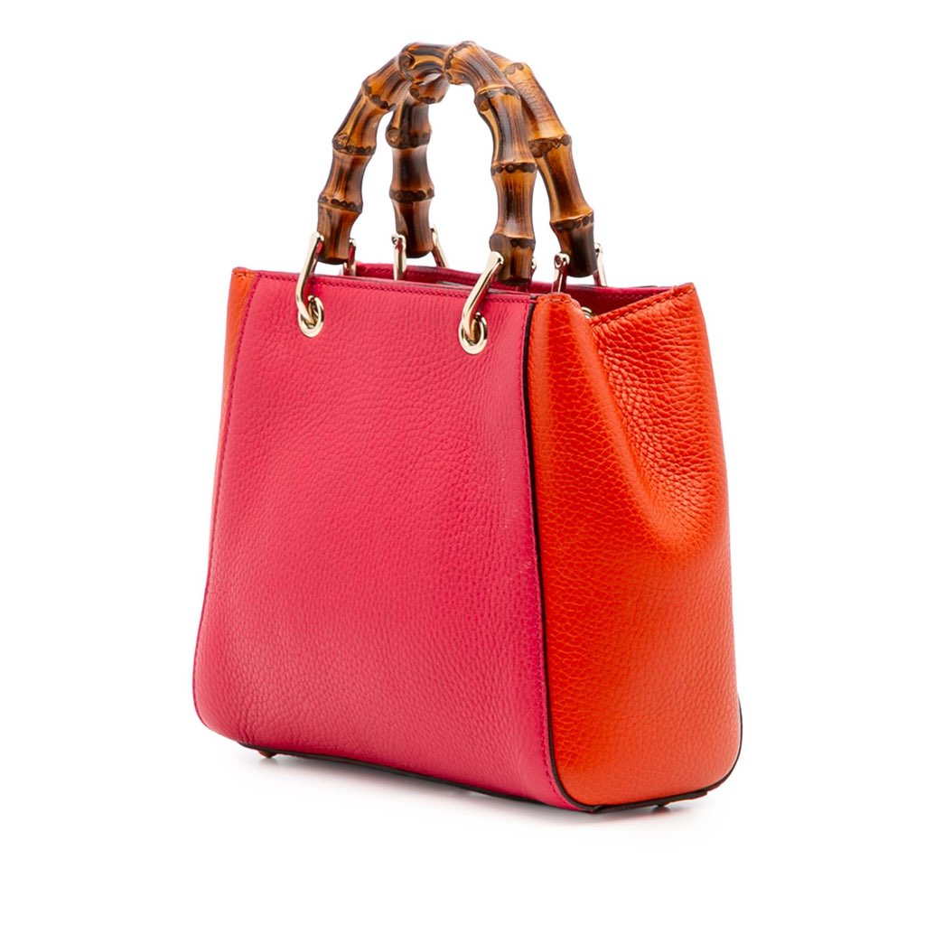 Gucci Mini Bicolor Calfskin Bamboo Shopper Satchel - Back view