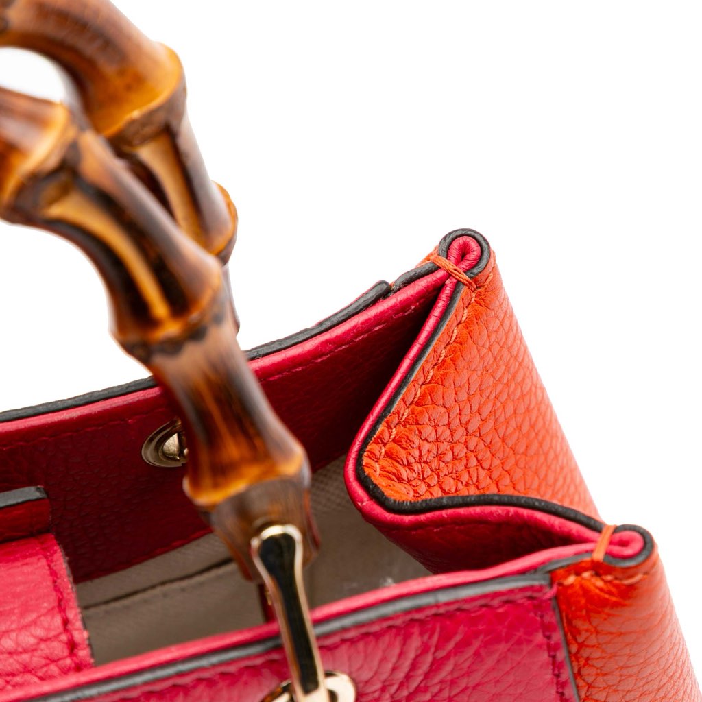 Gucci Mini Bicolor Calfskin Bamboo Shopper Satchel - Image 14