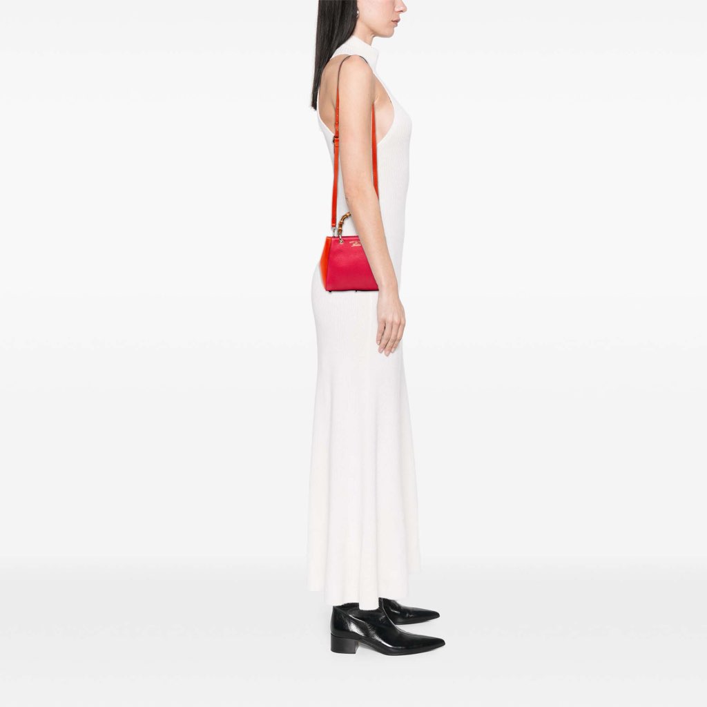 Gucci Mini Bicolor Calfskin Bamboo Shopper Satchel - Image 15