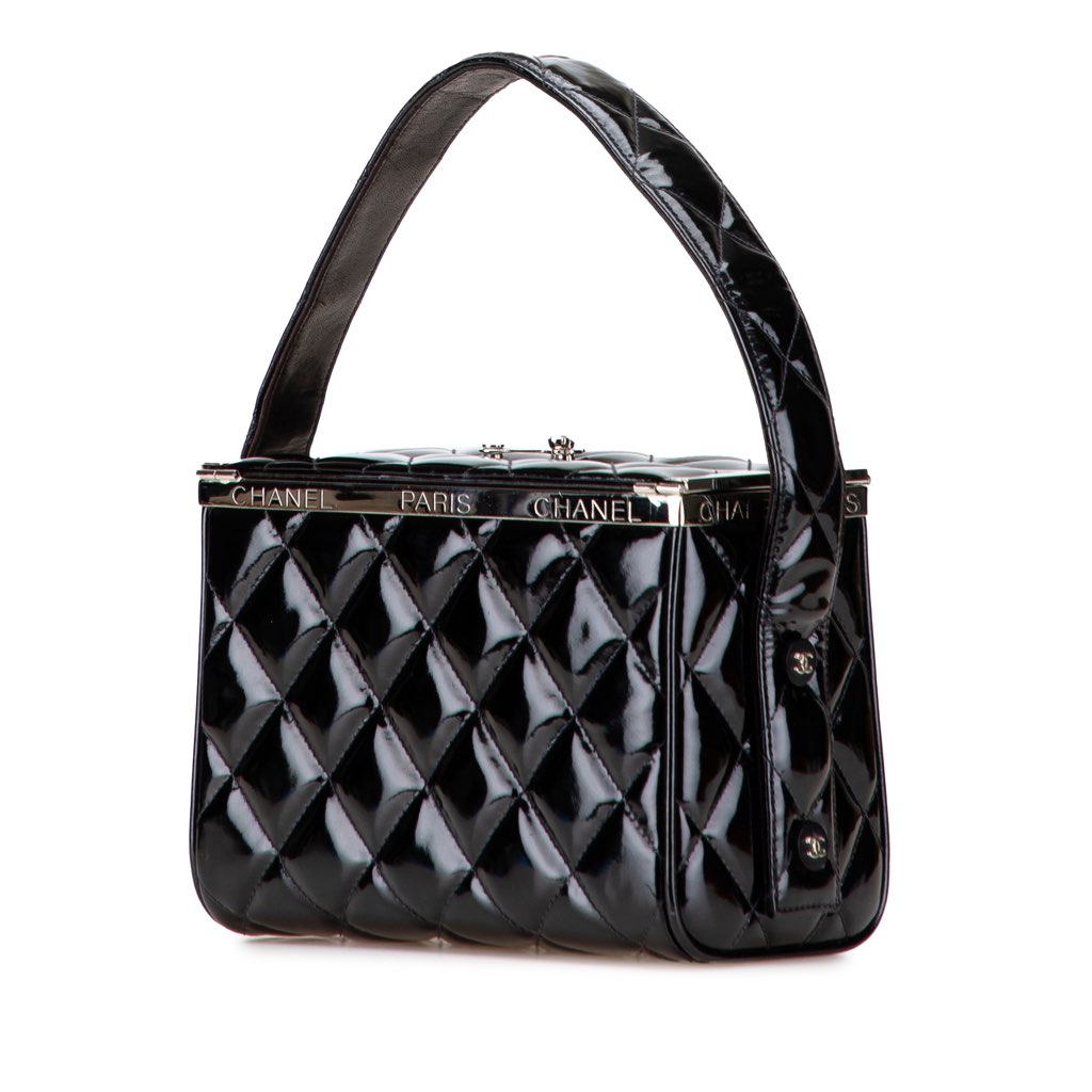 Chanel Quilted Patent Leather Box Handbag - 2