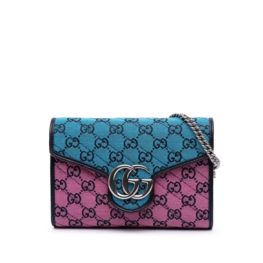 Gucci GG Marmont Matelasse Diagonal Canvas Chain Wallet