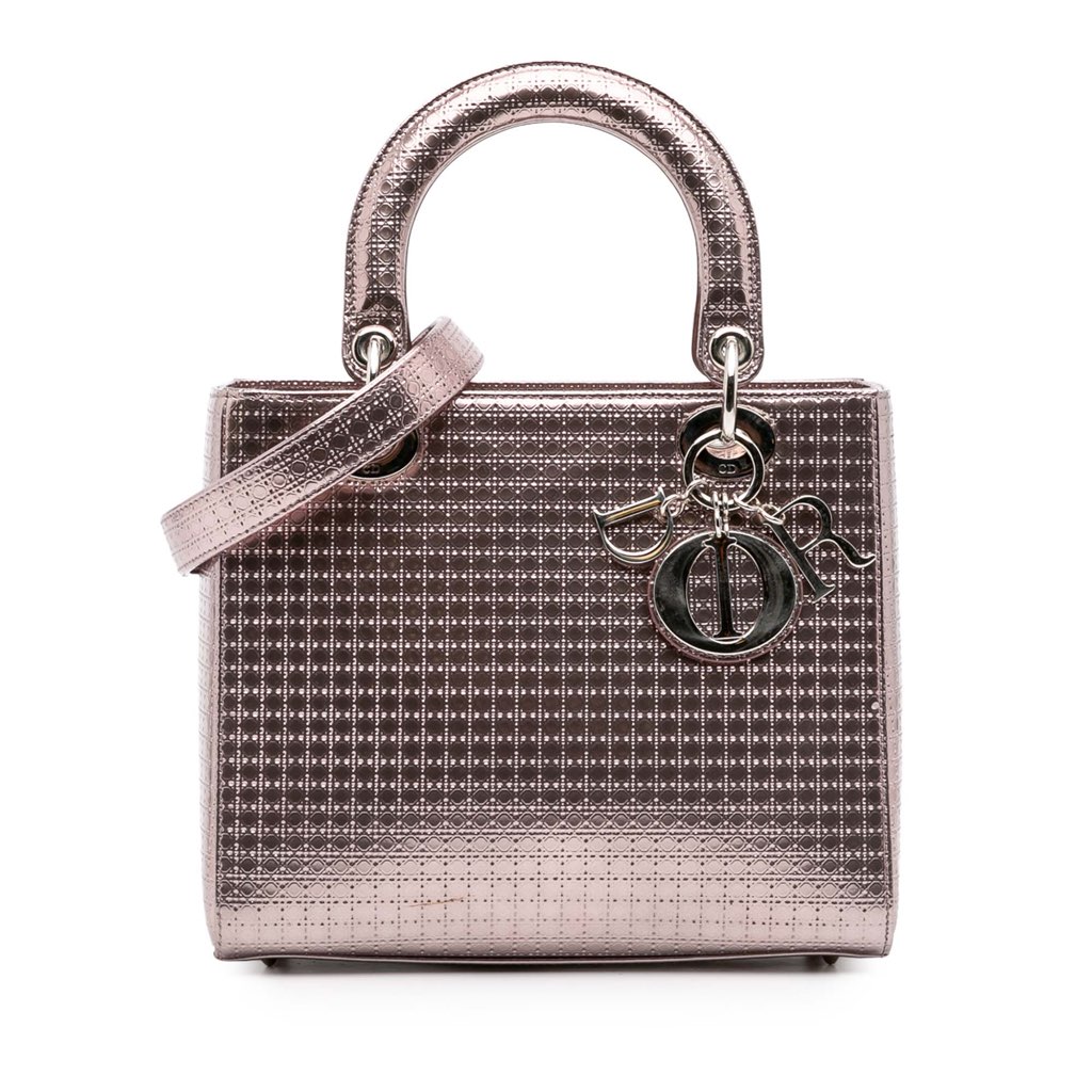 Dior Medium Metallic Patent Microcannage Lady Dior
