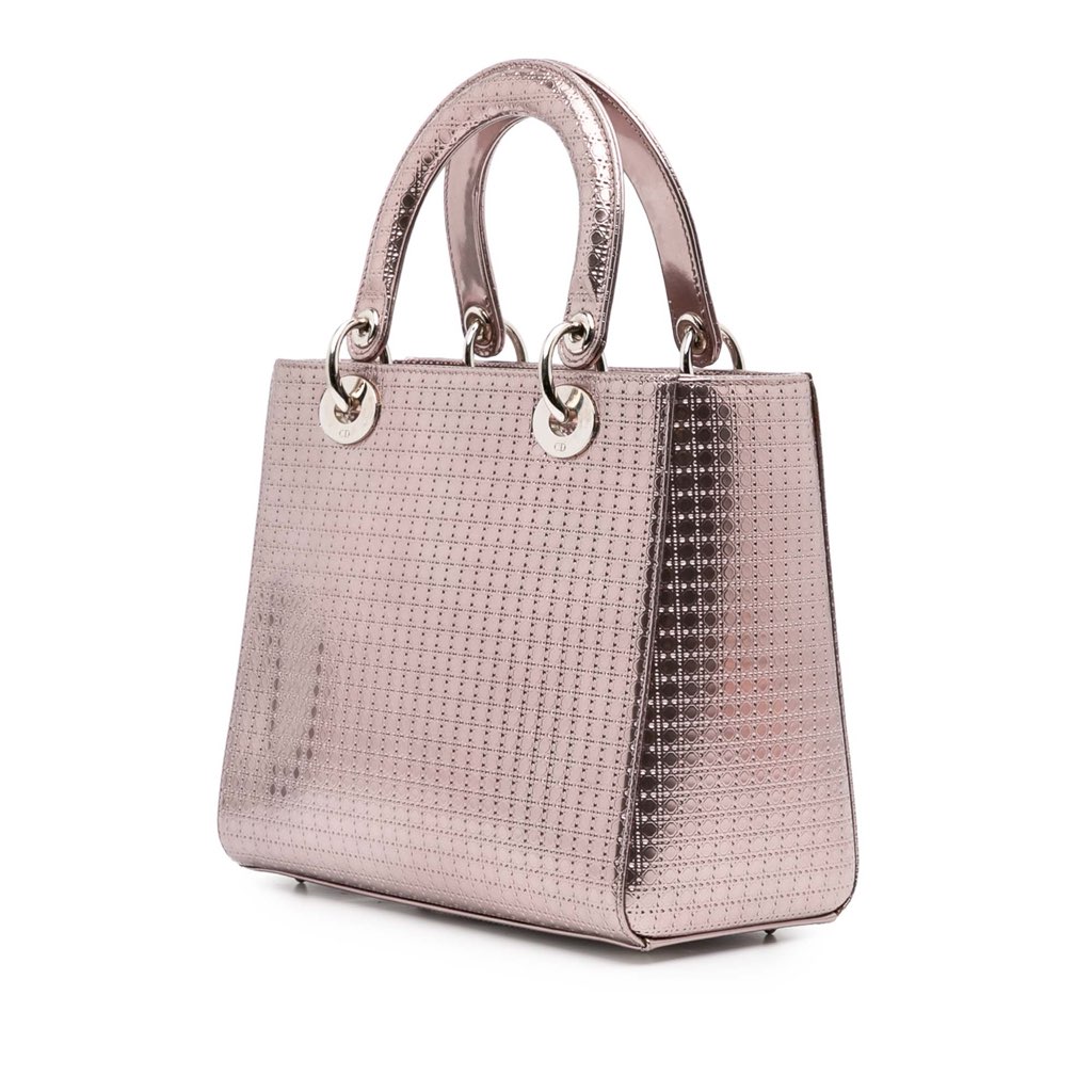 Dior Medium Metallic Patent Microcannage Lady Dior - 2
