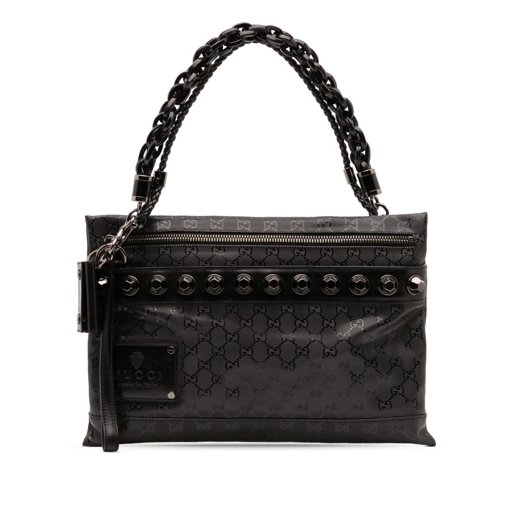 Gucci GG Imprime Studded Shoulder Bag