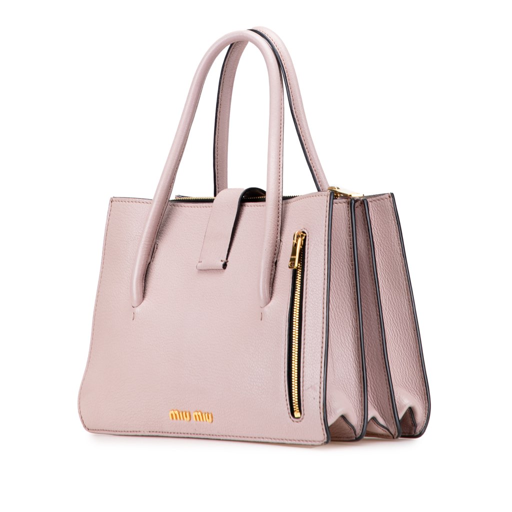 Miu Miu Goatskin Madras Push Lock Tote - 2
